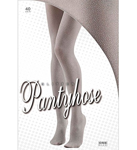 Pantyhose Glitter 40 Den Silver Accessory for Lingerie Fancy Dress