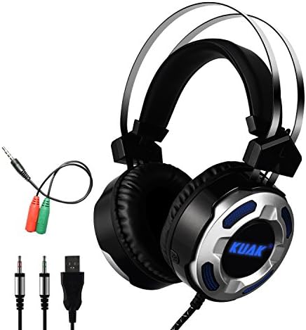 KUAK Stereo Gaming Headset for PC PS4 Xbox One Nintendo,Noise Cancelling Mic, Bass Surround Over Ear Gaming Headphones,Volume Control,Soft Ear Pads