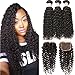 Beauty Forever Hair Brazilian Curly Virgin Hair 3 Bundles Weave with 3 Part Lace Closure for Women Natural Color Unprocessed Human Hair Extensions 10 12 14+ 10closure