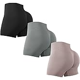 LISSMOMO Workout Shorts Women Gym Yoga 3 Pack Seamless High Waisted Tummy Control Scrunch Butt Biker Athletic Shorts