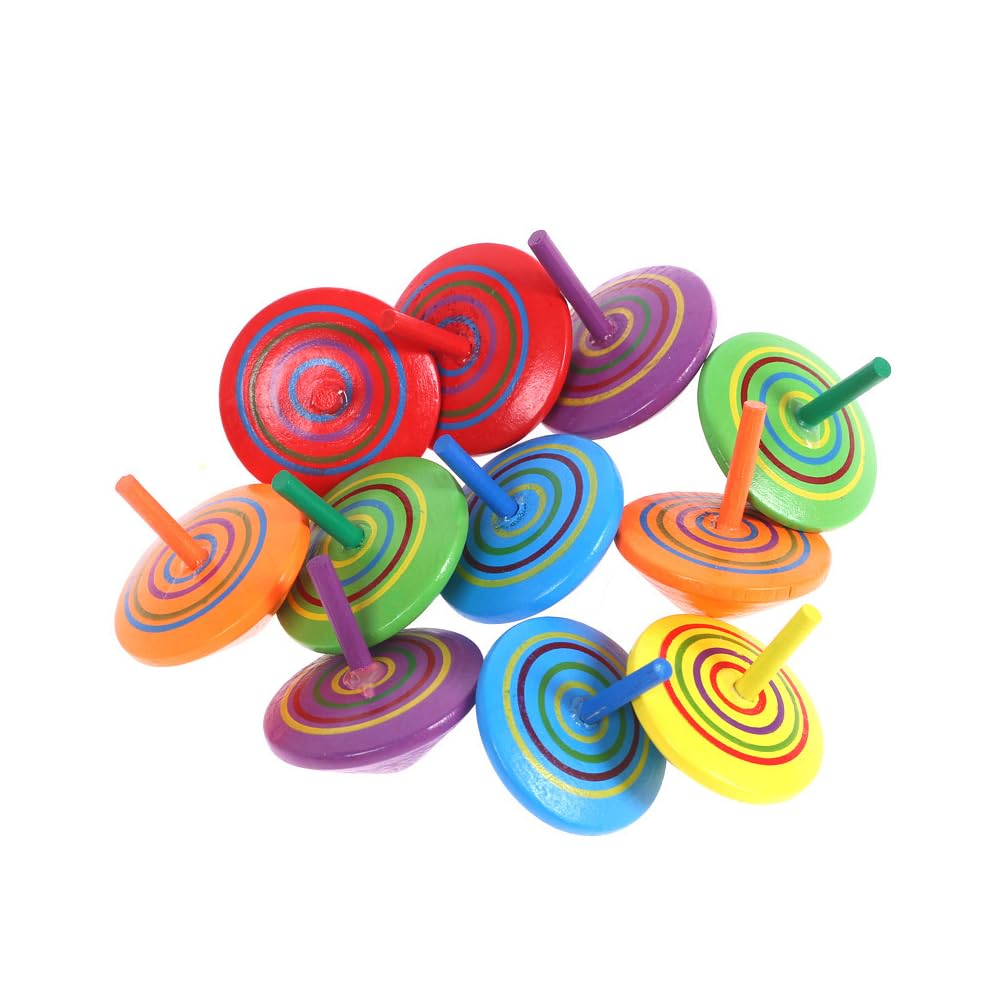 Wooden Spinning Top,20 PCS Colorful Wood Gyroscopes 4cm Mini Handmade Painted Wood Spinning Top Toy for Kids Toddlers Party Favors Party Family Games