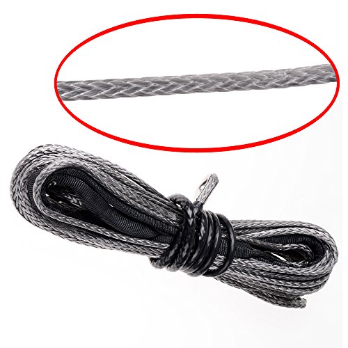 50' x 1/4" 6400lbs Gray Synthetic Winch Rope Cable + Rubber Stopper ATV