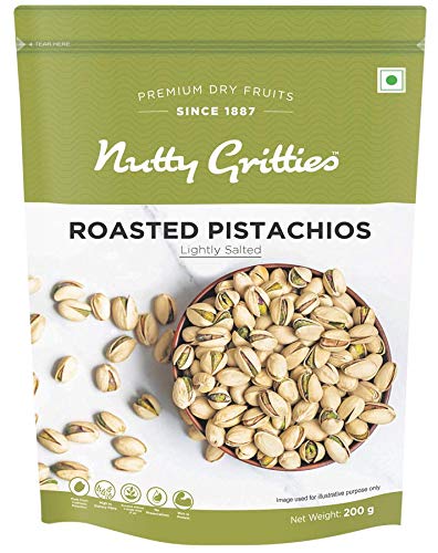 Nutty Gritties California Roasted Pistachios|Pista, Lightly Salted - (Pack of 2 - 200g Each), 400g