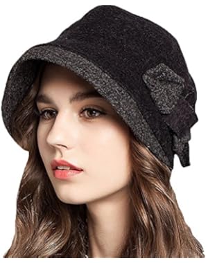Women's Decorative Flowers Wool Bucket Hat