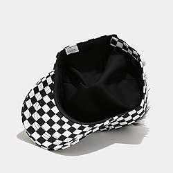 Unisex Checkered Print Sun Visors Hat with Grey