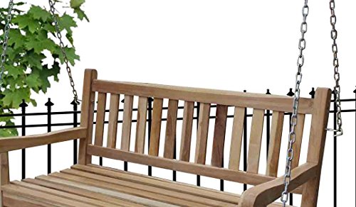 SAM Möbel Outlet Gartenschaukel Susana aus Teak Holz Schaukelbank hängende Bank Breite wetterbeständig und stabil geschliffen und naturbelassen braun 120 x 60 x 65 cm – Bild 3