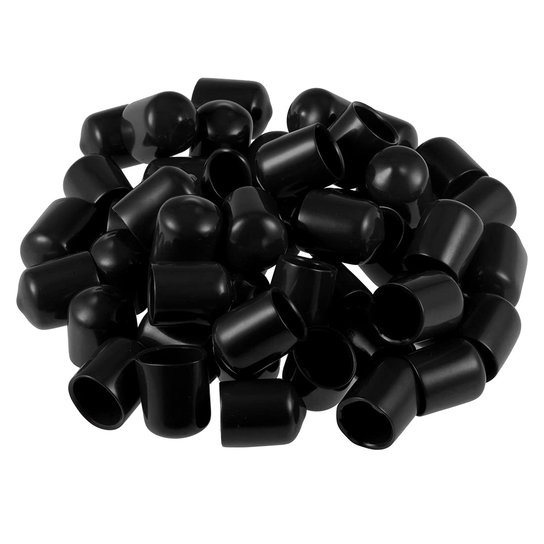 sourcing map 50pcs Rubber End Caps 5/8"(16mm) ID Vinyl Round Tube Bolt Cap Cover Screw Thread Protectors Black