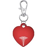COMTRUDE Medical Alert Tag Keychain for Woman With Free Emergency Medic ID Dog Tag Charm Keychain for Bags Cloth Accessories