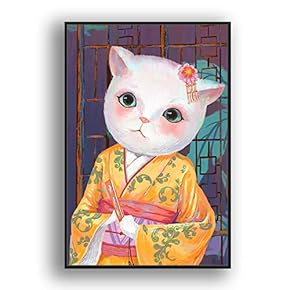 Framed Canvas Wall Art for Living Room, Bedroom Funny Cats Abstract Oil Painting Features Canvas Prints for Home Decoration Ready to Hanging - 16x24 inches
