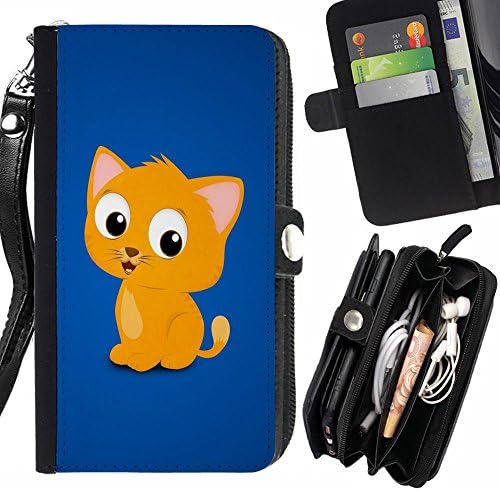 GOD CASE FOR SAMSUNG GALAXY C7 cute funny kitten yellow pet animal cat Wallet Purse Pouch Holster Leater &amp; Soft TPU