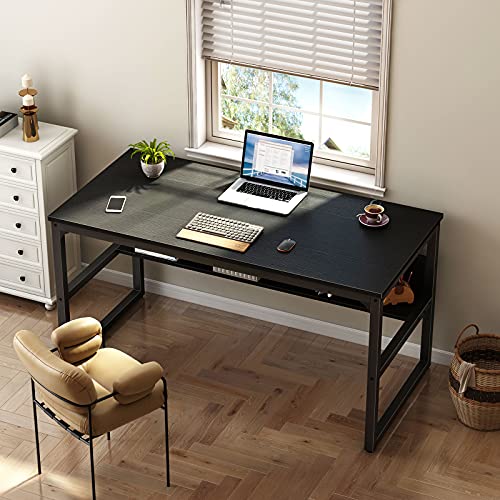 Coleshome Computer Desk with Bookshelf, 47 inch Home Office Desk with