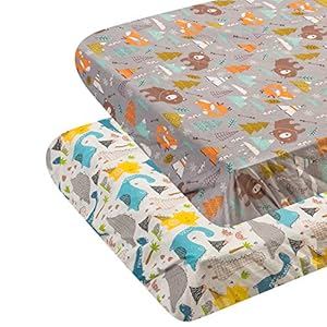 ALVABABY Pack n Play Baby Play Playard Sheets, 2pcs 100% Organic Cotton,Large 27x39x4,Soft and Light，Portable Crib Sheet…