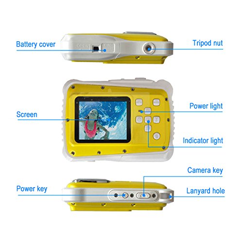 Powpro-Kfun-PP-J52-Underwater-Action-Camera-Waterproof-Dustproof-Kids-Camera-Camcorder-5M-Pixels-Yellow