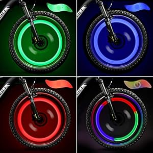TAGVO 4pcs Bike Spoke Light(Red+Green+Blue+Multicolour) with Delicate Box,Waterproof Easy Install Wheel Spoke Lights LED…