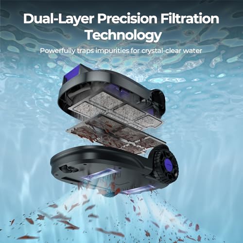 Redroad Robotic Pool Cleaner with Dual-Drive Motors,Dual-Layer Filtration, 180Min Runtime, Powerful Cordless Pool Vacuum for Above-Ground & Flat Pools,Auto-Parking Design,Double Suction Port S2