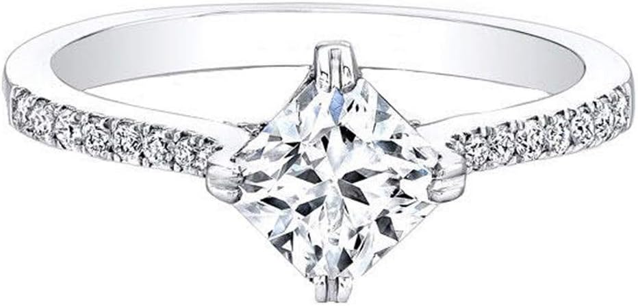 1.39 Carat 14 K White Gold Pretty Classic Diagonal Princess Solitaire Diamond Engagement Ring 14K White Gold Size J