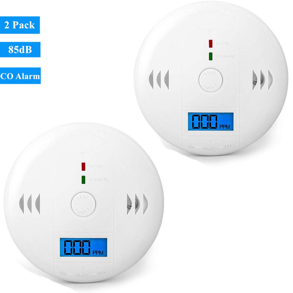 Carbon Monoxide Detector Gas Detection, Firstbuy Digital Display Carbon Monoxide Alarm, Electronic Equipment, Power Detection Equipment, Alarm Clock Warning, 2Pack