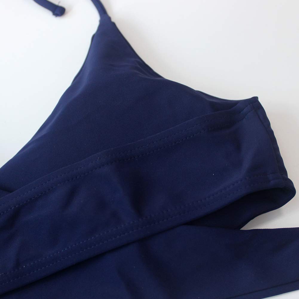 Agreya Womens 2 Piece Push up Black Bikini Top Floral Printing Bottom Swimsuit (Blue, XL)