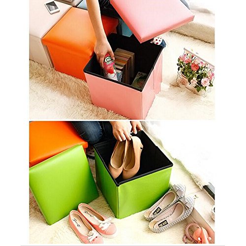 image for Geartist GOO1 Leather Folding Organizer Storage Ottoman Bench Footrest