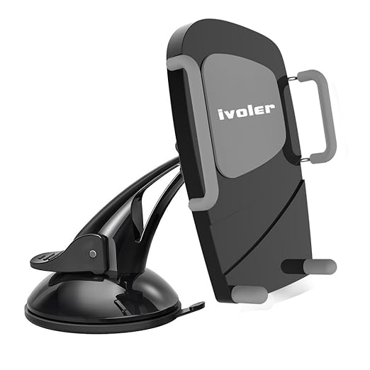 iVoler® Soporte Movil Coche - Universal Soporte Teléfono Coche con Ventosa para Parabrisas y Salpicadero de Coche 360 Grados Rotación Car Mount para iPhone 7/7 Plus/6S/6s Plus/6/6 Plus/5S/5C/SE, Samsung Galaxy S6 Edge, Huawei P9, GPS, MP3 Player y más Ancho de 50-100 mm