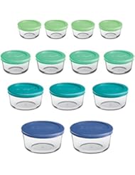Anchor Hocking Classic Glass Food Storage Containers with Lids, Mixed Blue, 26-Piece Set