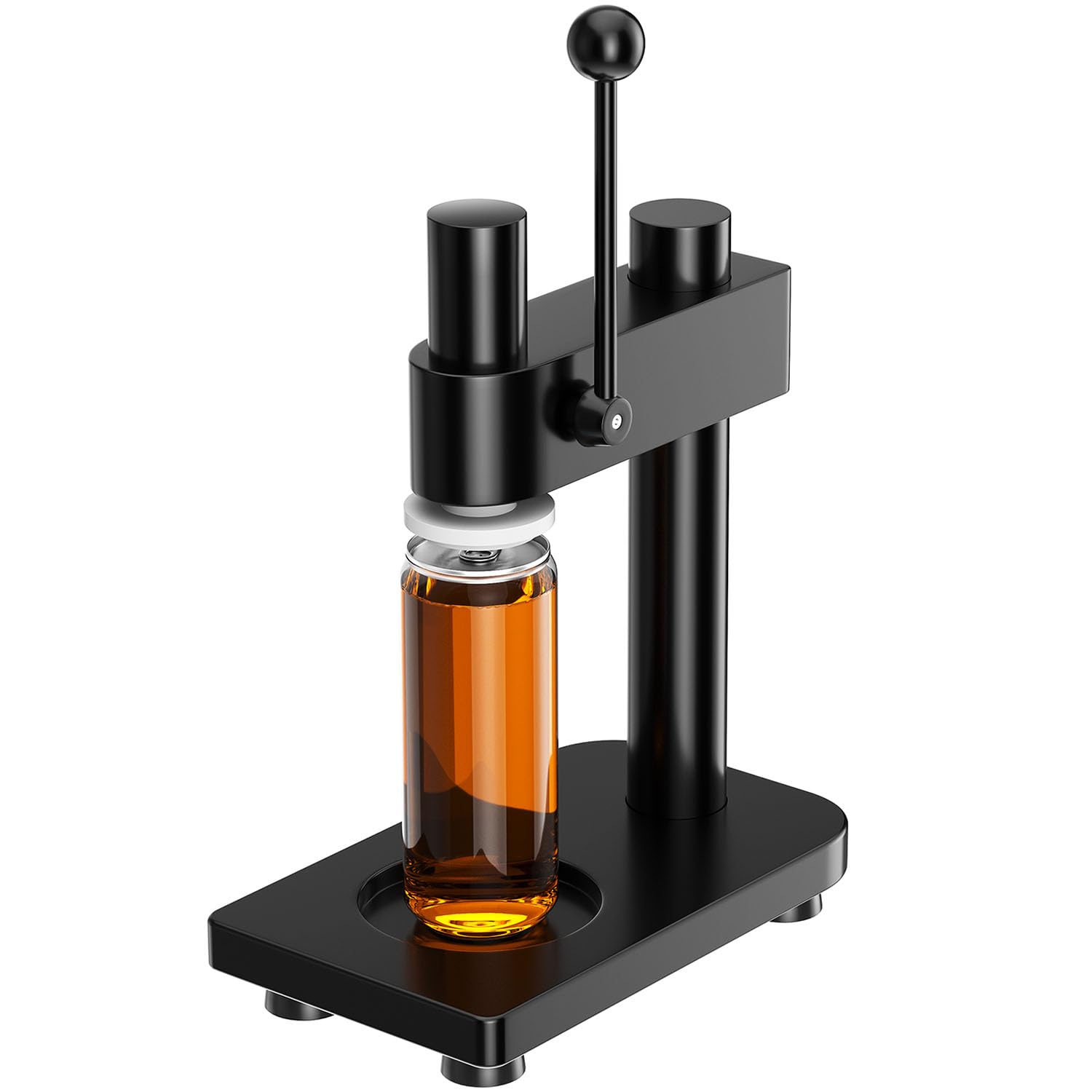 Photo 1 of Manual Can Sealer Machine for Bottles & Aluminum Cans - Adjustable Height Home & Commercial Brewing Jar Capper Tool for Beer, Juice, Coffee, Soda, Drinks, Black