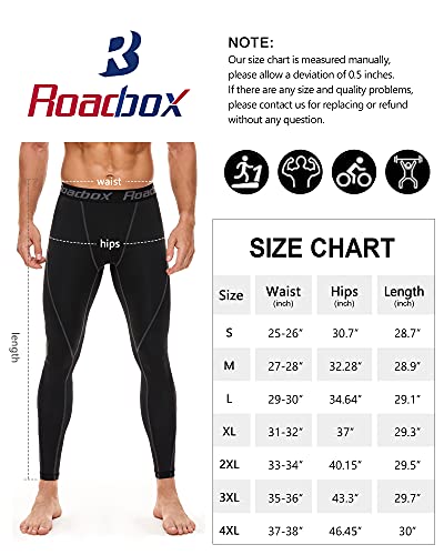 Roadbox Men\'s Compression Pants Base Layer Tights Leggings for Workout Running (Black,M)