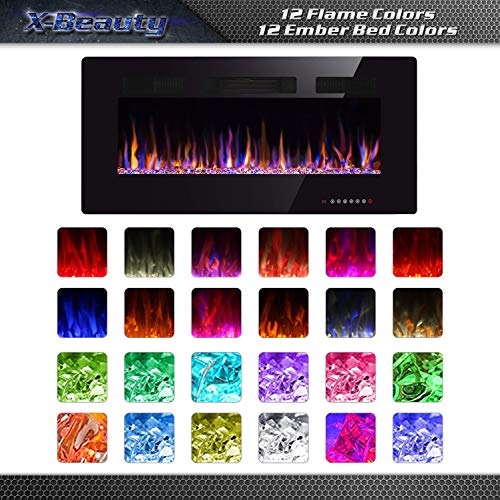 2 Electric+Fireplace+Recessed+Mounted+Multicolor