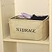 Lukher Jute Storage Basket Bin and Organizer with Handles for Bookshelf, Cabinet, Kids Room, Playroom