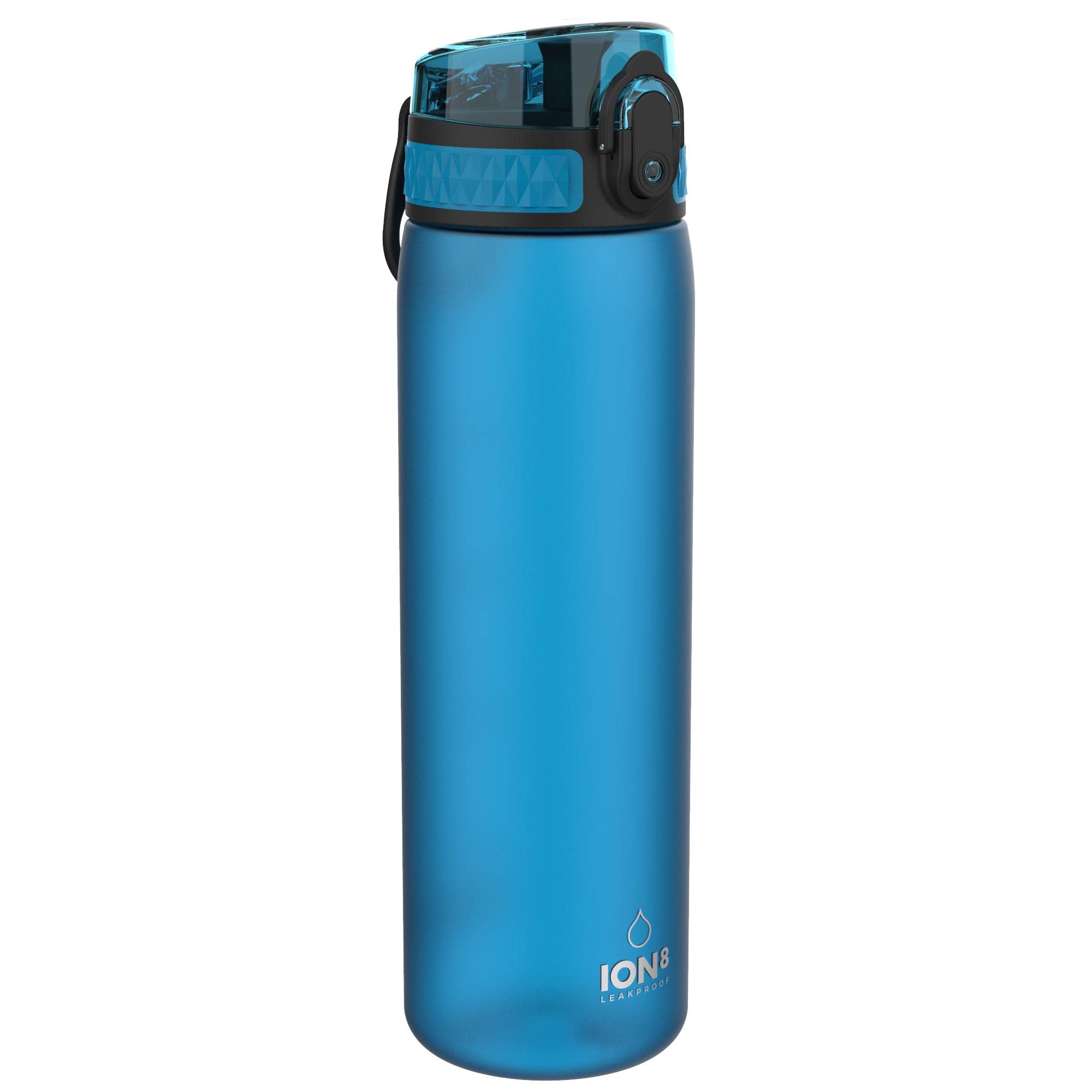 Ion8 Water Bottle, 500 ml/18 oz, Leak Proof, Easy to Open, Secure Lock, Dishwasher Safe, BPA Free, Hygienic Flip Cover, Carry Handle, Fits Cup Holders, Easy Clean, Carbon Neutral, Blue