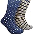 Sock Habit Men's Colorful Patterned Dress Socks, Striped Polka Dot, Blue Gold Grey