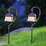 MAGGIFT 22 Inch Hanging Solar Lights Multipurpose Shepherd Hook Lights with 2 Shepherd Hooks Outdoor Solar Coach Lights, 2 pack