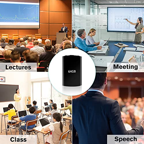 Voice Activated Recorder,64 GB Digital Voice Audio Recorder Recording Device with Playback Mini Tape Dictaphone USB MP3 Mic 750 Hour Capacity 40-Hour Battery for Lecture Interview Meeting Class Gift