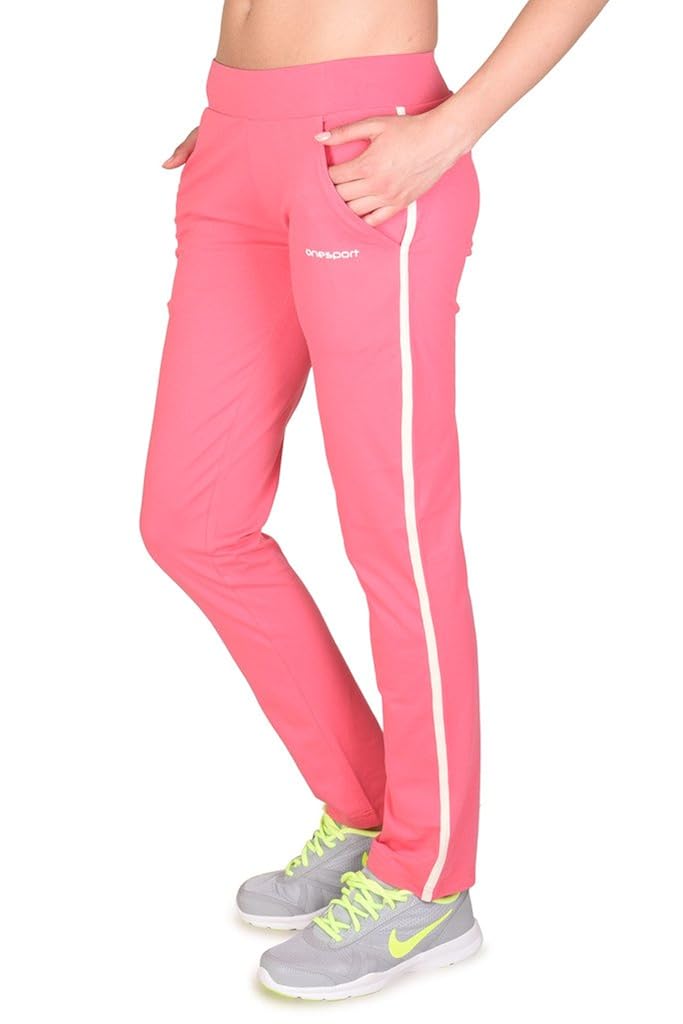 onesport women's cotton spandex jersey pink trackpants(onsp27pk-p)
