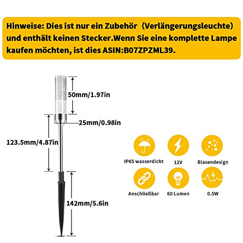 Verlängerungsleuchte B-right 3er Set Gartenleuchte mit Erdspieß, warmweiß,Gartenbeleuchtung, Landschaftslicht Gartenlampe mit Kabel für Outdoor (Zubehör, Verlängerungsleuchte, erhälten keinen Stecker) – Bild 3