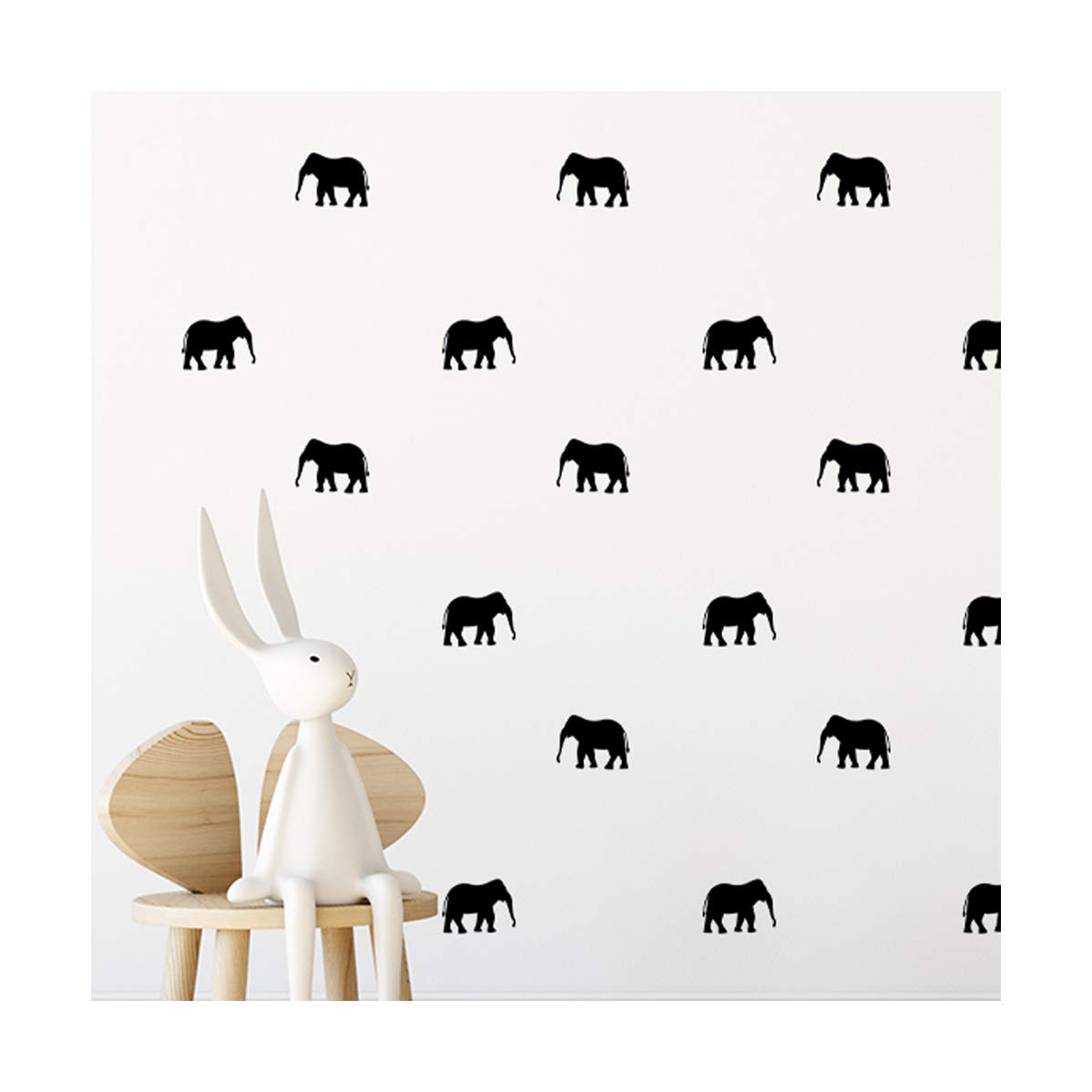 StickerDeen | Elephant Animal Shape Decoration Removable Wall Art Vinyl Decal Stickers | (Pack of 84) (Black)