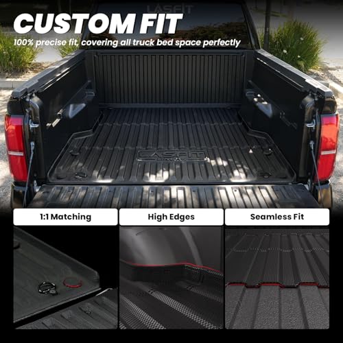 LASFIT Bed Mat for Toyota Tacoma 2024 2025 2026 Truck Bed (6ft,6'Bed), All Weather 6 ft Car Bed Liner for Toyota Tacoma Accessories, TPE Trunk Mat&Cargo Liner, Black