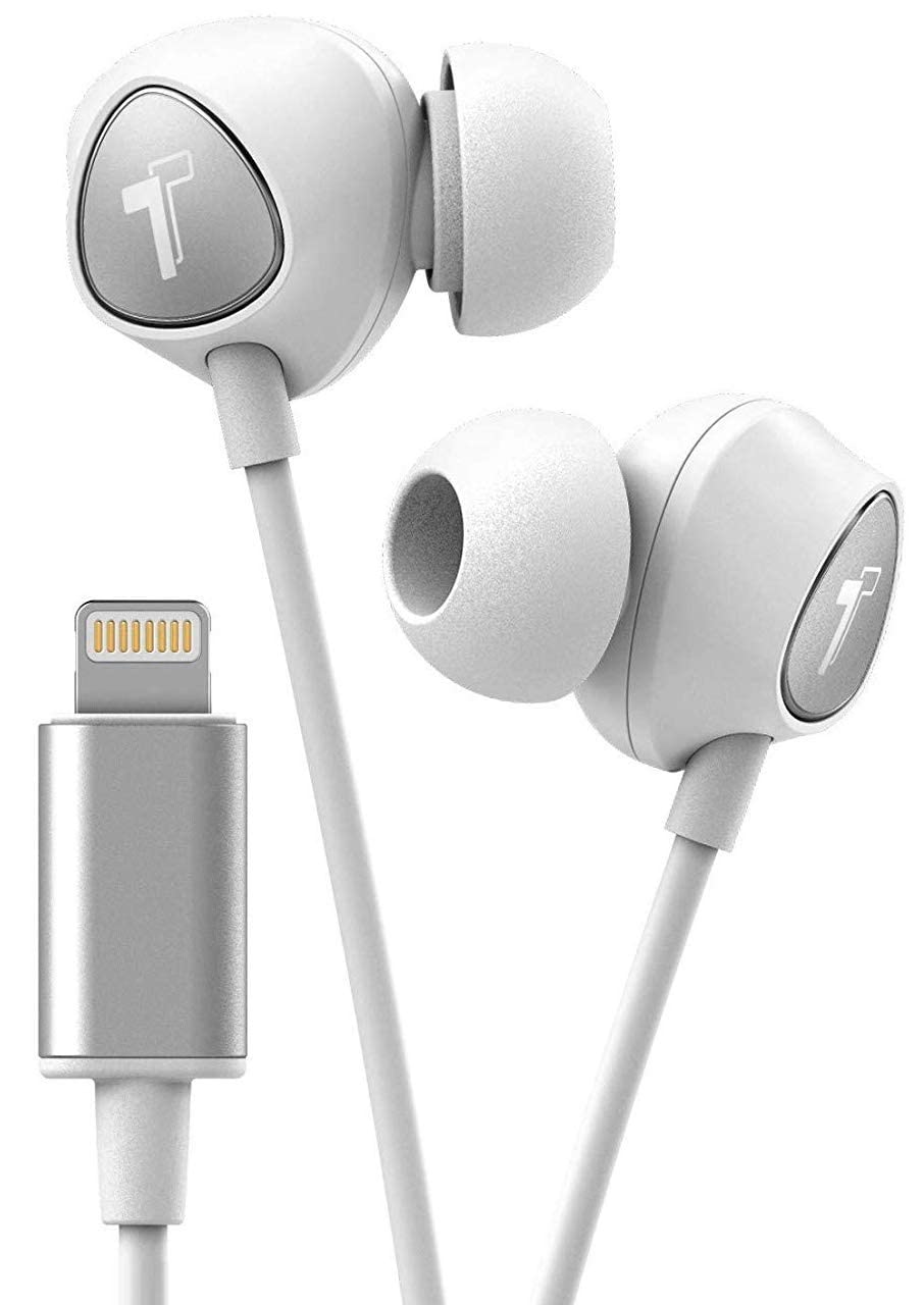 Thore iPhone Earbuds with Lightning Connector MFi Certified by Apple Earphones (V100) Wired in-Ear Headphones with Volume Control & Mic for iPhone SE, X, XS, 11, 12, 13 Pro Max (White Silver)