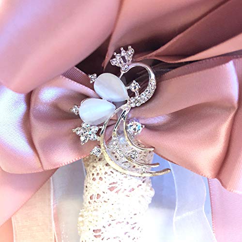 Abbie Home Advanced Customization Romantic Bride Wedding Holding Toss Bouquet Creamy White Rose Brooch with Pearls and Rhinestone Decorative brooches Accessories-Multi Color (Burgundy + Pink)