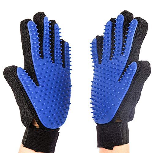 PETYNIDY Pet Grooming Glove - 2Pack - Gentle Deshedding Brush Glove- Efficient Pet Hair Fur Remover Tool for Dogs & Cats with Long & Short Fur - Pet Will Like It(Blue)