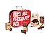 First Aid Chocolate Gift Box: Rectangular Tin with Latch and Handle includes Dark Chocolate Marbles, Pecan Nuts, Dark Truffle Cubes, and Addiction Cubes by Max Brenner - Kosher