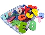 Freddie and Sebbie Bath Toys, Non Toxic Luxury 36 Piece Set Bath Letters and Numbers with Toy Organizer