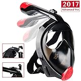 Full Face Snorkel Mask Set - One Piece Snorkeling Gear - Leak Proof, Anti-Fog, Auto-Dive Mode & Auto-Drain - Foldable for Compact Storage - GoPro Camera Mount to Record Diving Adventures - Wide View
