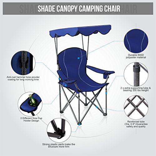 ALPHA CAMP Camp Chairs with Shade Canopy Chair Folding Camping Recliner