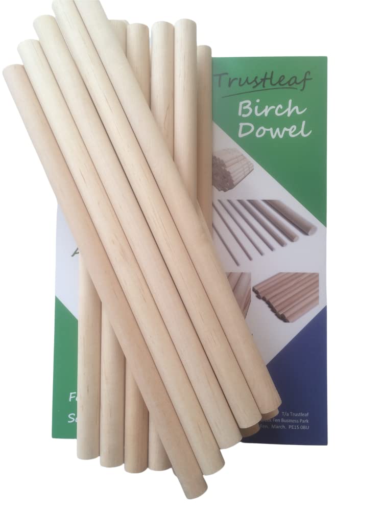 Trustleaf 16mm x 30cm Birch Hardwood Wooden Dowels (20 Dowels)