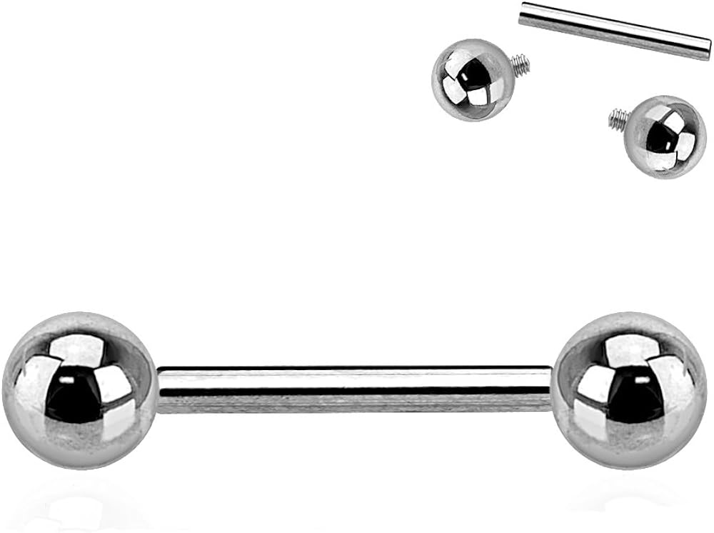 Pair of Nipple Barbells 16ga Internally Threaded Surgical Steel with
