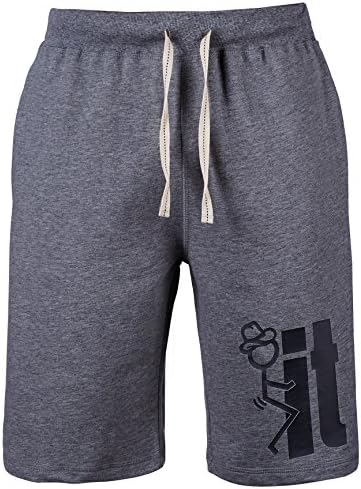 Arloesi Men's Cotton Knit Sleep Funny Shorts with Pockets (L, Dark Grey)