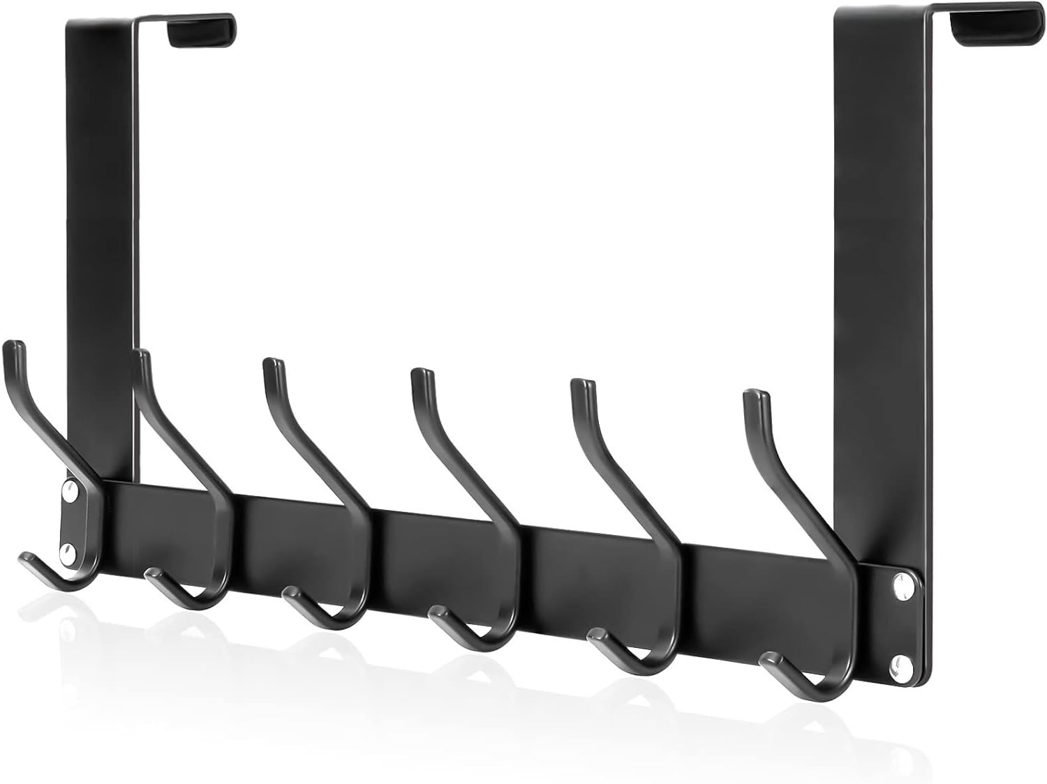 12 Hooks Over The Door Hanger, Coat, Towel, Bag, and Robe Hook for Bathroom，Assembly-Free Matte Finish Black Hook.