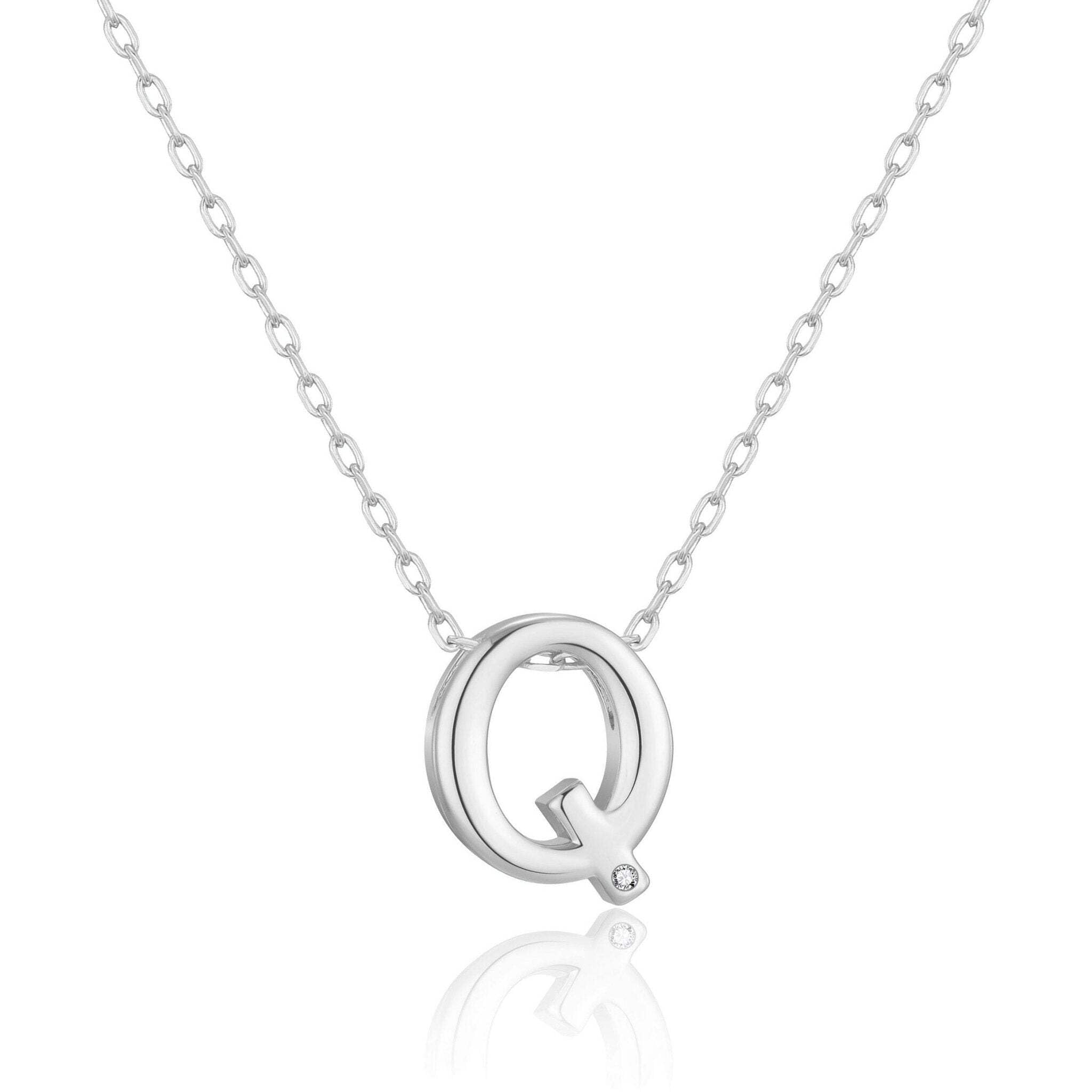 Philip Jones Initial Necklace Letter Q Created with Zircondia® Crystals