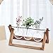 Dulcii Desktop Glass Planter Bulb Vase with Retro Solid Wooden Stand and Metal Swivel Holder for Hydroponics Plants Decor for Home Office Garden Wedding, Terrarium Wooden Plant Stand, 3 Bulb Vase